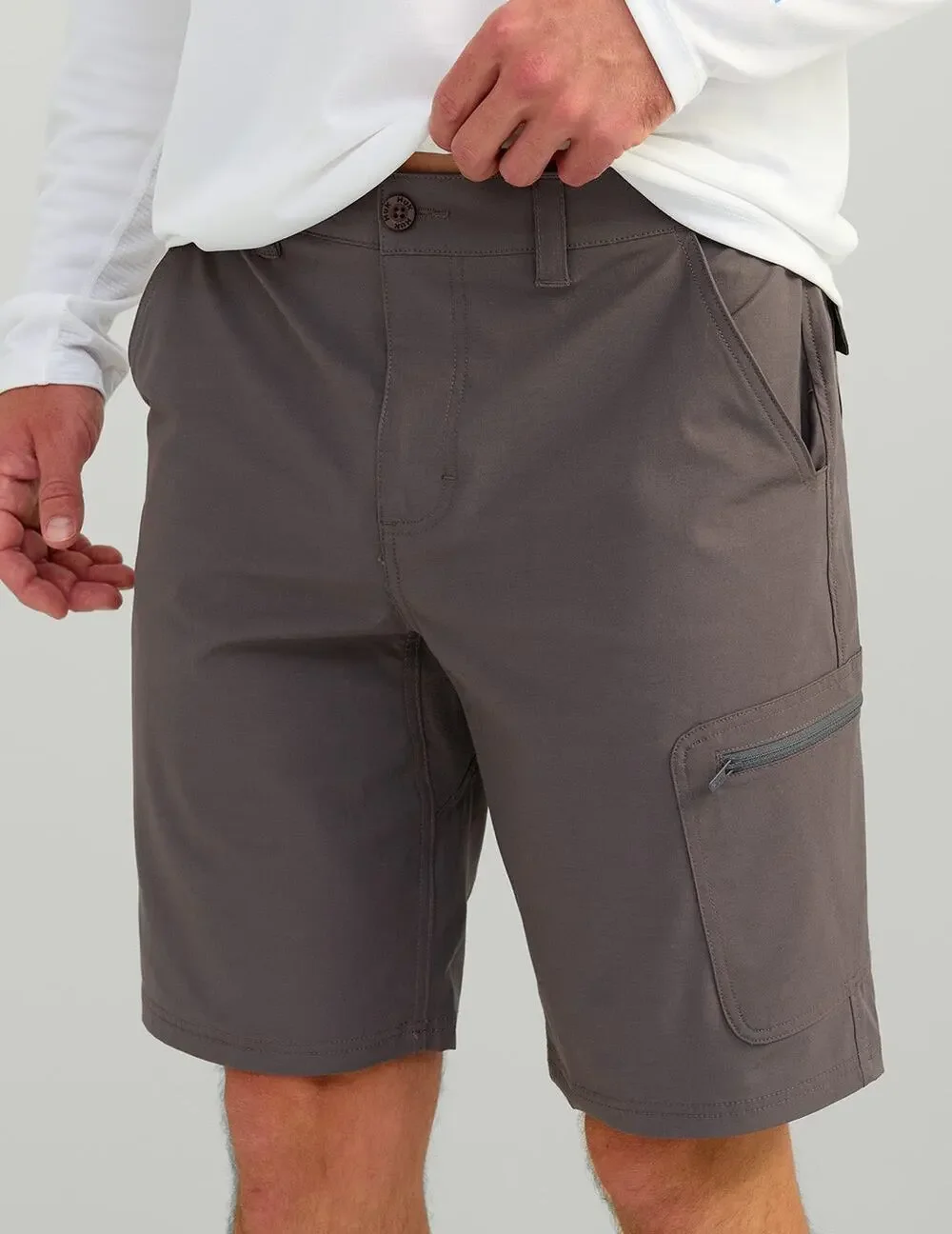 Huk NWT Next Level 10.5 Inch Shorts Sz S Iron Gray Fishing Outdoor Athletic